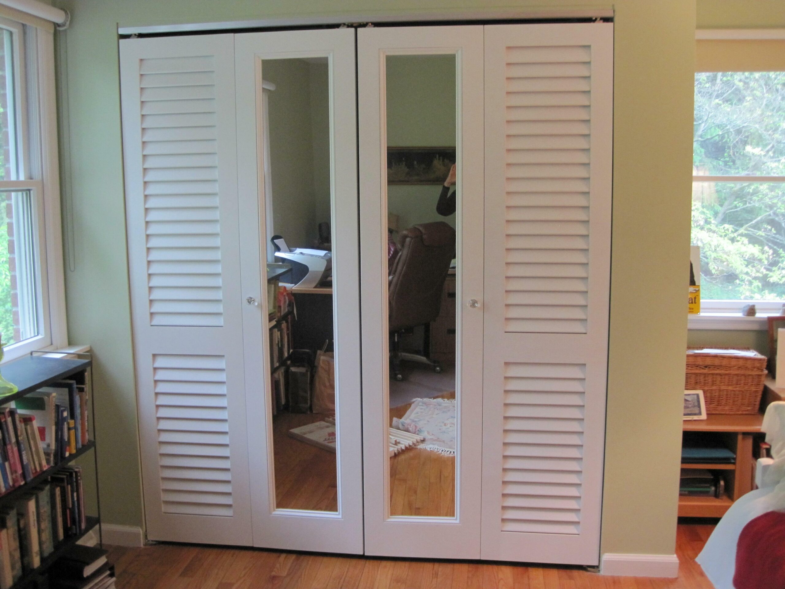 Combination Louvered and Mirrored Bifold Closet Doors