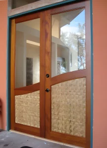 Custom exterior door with wave design